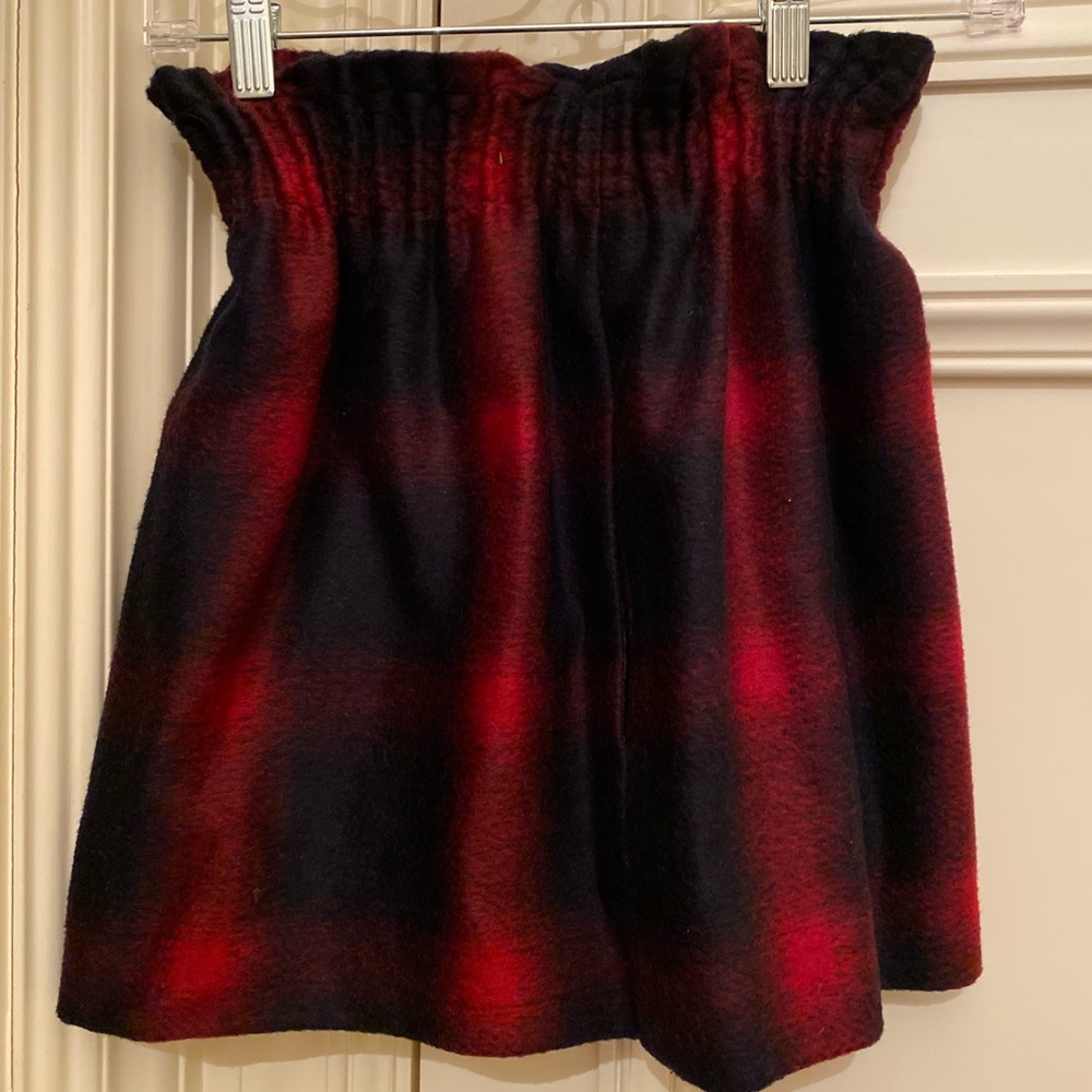 Maje Womens Mini Skirt Red Plaid sz1 Waist Wool